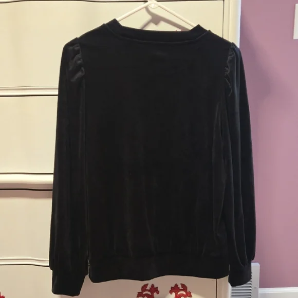 LOFT Women's Black Velvet Blouse - Picture 4 of 4